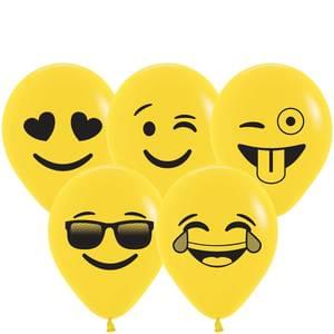 5-Inch Emoji Face Balloons (Assortment)-100 pcs