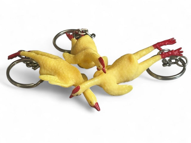 3" Stretch Rubber Chicken Key Chain  (Dozen)