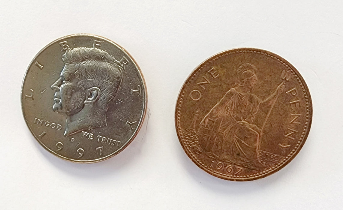 Copper and Silver Coin (Half Dollar/English Penny) by Ez Magic