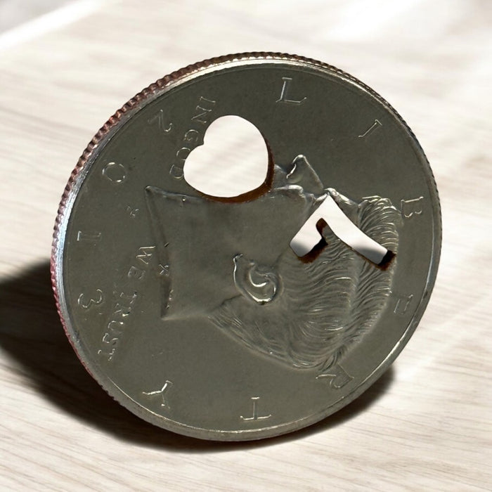 Punched Out Half Dollar- 7 of Hearts