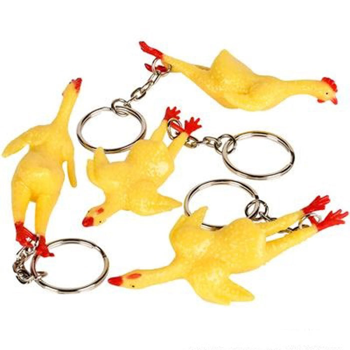 3" Stretch Rubber Chicken Key Chain  (Dozen)