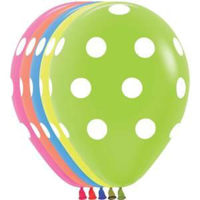 11-Inch Neon Polka Dots Around Balloons