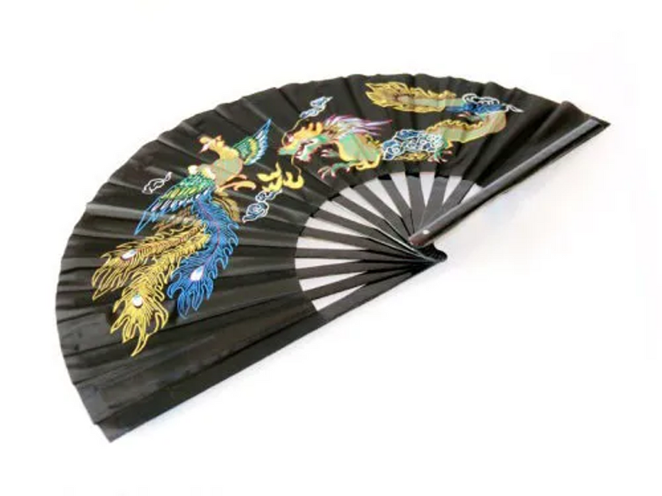 Professional Dragon and Phoenix Fan- Black