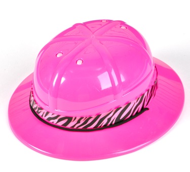 PINK SAFARI HAT WITH ZEBRA BAND (case of 48)