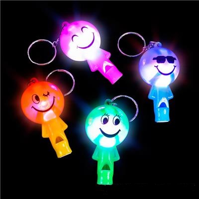 2" Light Up Smiley Face Whistle Key Chain (case of 288)