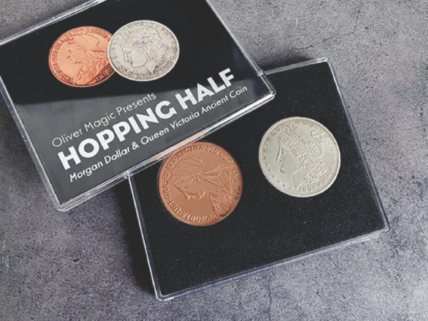 Hopping Half (Morgan Dollar and Queen Victoria Ancient Coin) by Oliver Magic