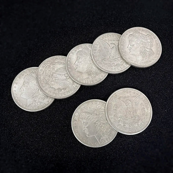 Cupronickel Morgan Dollar Shell and Coin Set (5 Coins + 1 Head Shell + 1 Tail Shell) by Oliver Magic - MHM