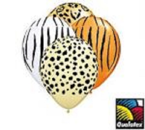 11 inch Round Animal Print Balloons 50 Count