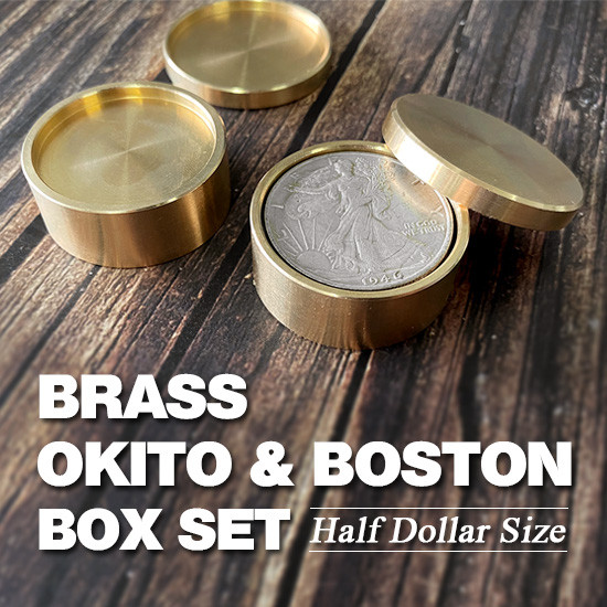 Brass Okito and Boston Box Set by Oliver Magic (Half Dollar Size)