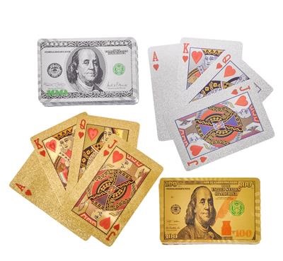 Gold and Silver Foil $100 Bill Playing Cards (case of 100)