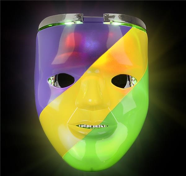 8\" Light Up Mardi Gras Double Mask (case of 48)