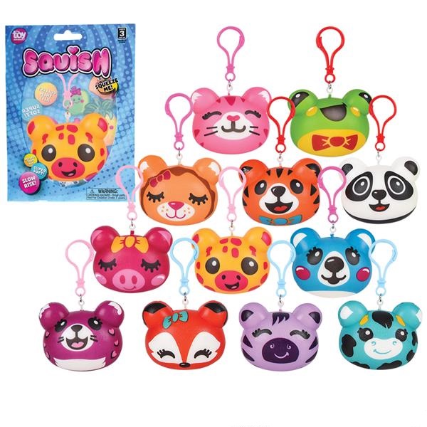 3" Squish Animal Backpack Clip Assortment (case of 288)