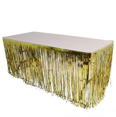 144"X30" Gold Metallic Fringe Table Skirt (case of 48)