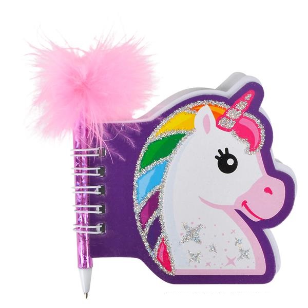 3.5" Unicorn Notebook with Feather Pen (case of 288)