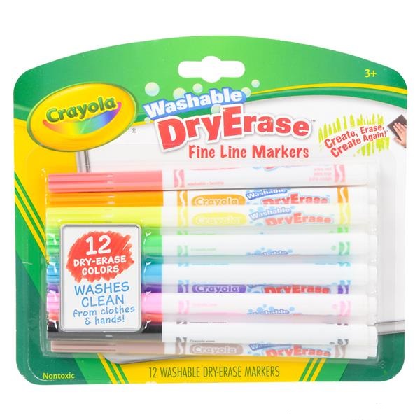 Crayola Fine Line Dry Erase Markers 12pc (case of 24)