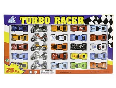 25 Pc Diecast Car and Motorcycle Set (case of 24 sets)