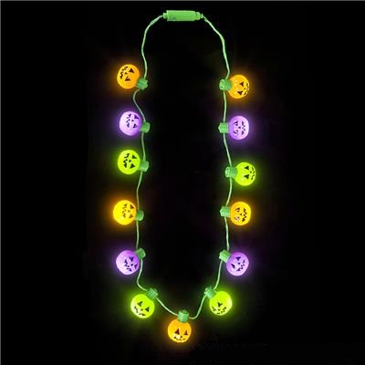 25\" Light up Assorted Color Jack O Lantern Necklace (case of 48)