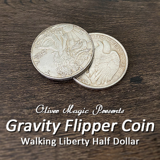 Gravity Flipper Coin Walking Liberty Half Dollar by Oliver Magic