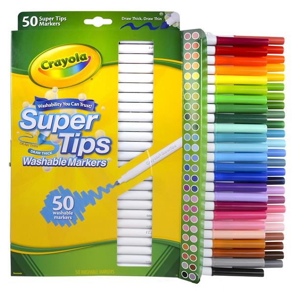 Crayola Washable Markers Supertips 24-Pack Bright Felt Tip Colour