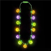 25" Light up Assorted Color Jack O Lantern Necklace (case of 48)