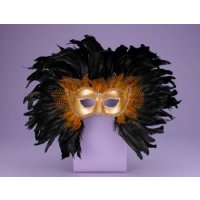Half Mask Gold with Feathers